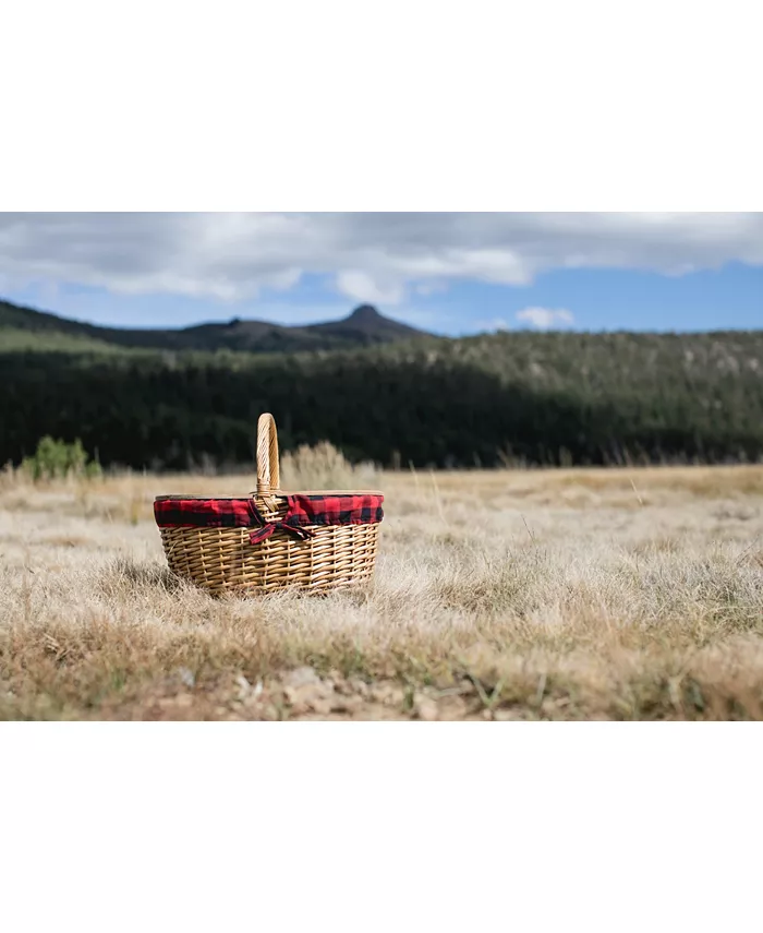 Picnic Time Country Red and Black Buffalo Plaid Picnic Basket