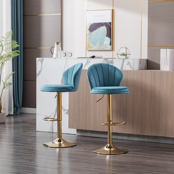 Modern Bar Stools，with Chrome Footrest and Base 2pcs