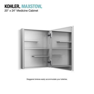 KOHLER Maxstow 20 in. x 24 in. Aluminum Frameless Surface-Mount Soft Close Medicine Cabinet with Mirror K-R79224-LA1