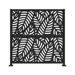 Barrette Outdoor Living 6 ft. x 6 ft. Matte Black Metal Decorative Screen Panel Frame Kit with Sanibel Black 73032561