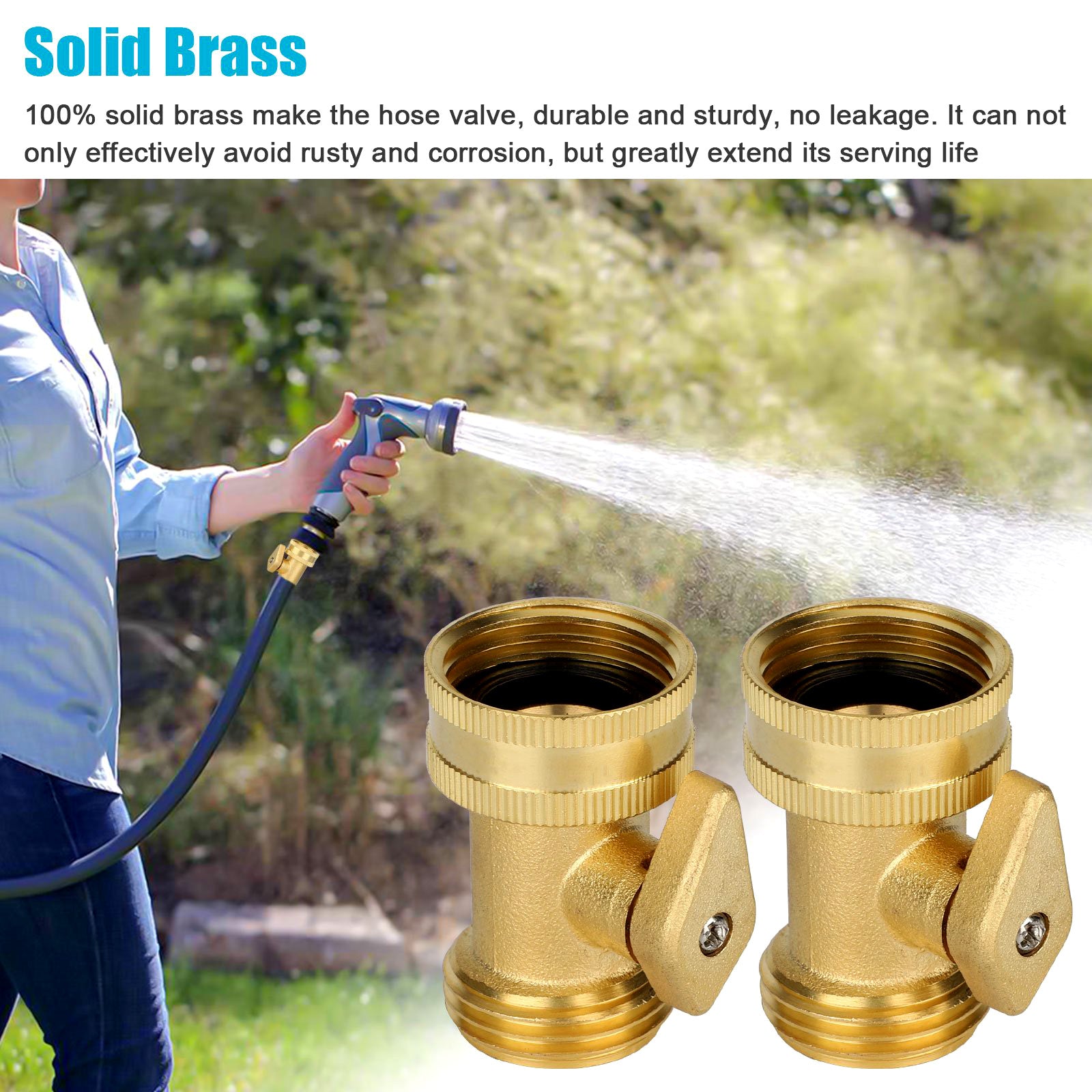 EEEkit 2pcs Heavy Duty Brass Garden Hose Shut Off Valve， 3/4