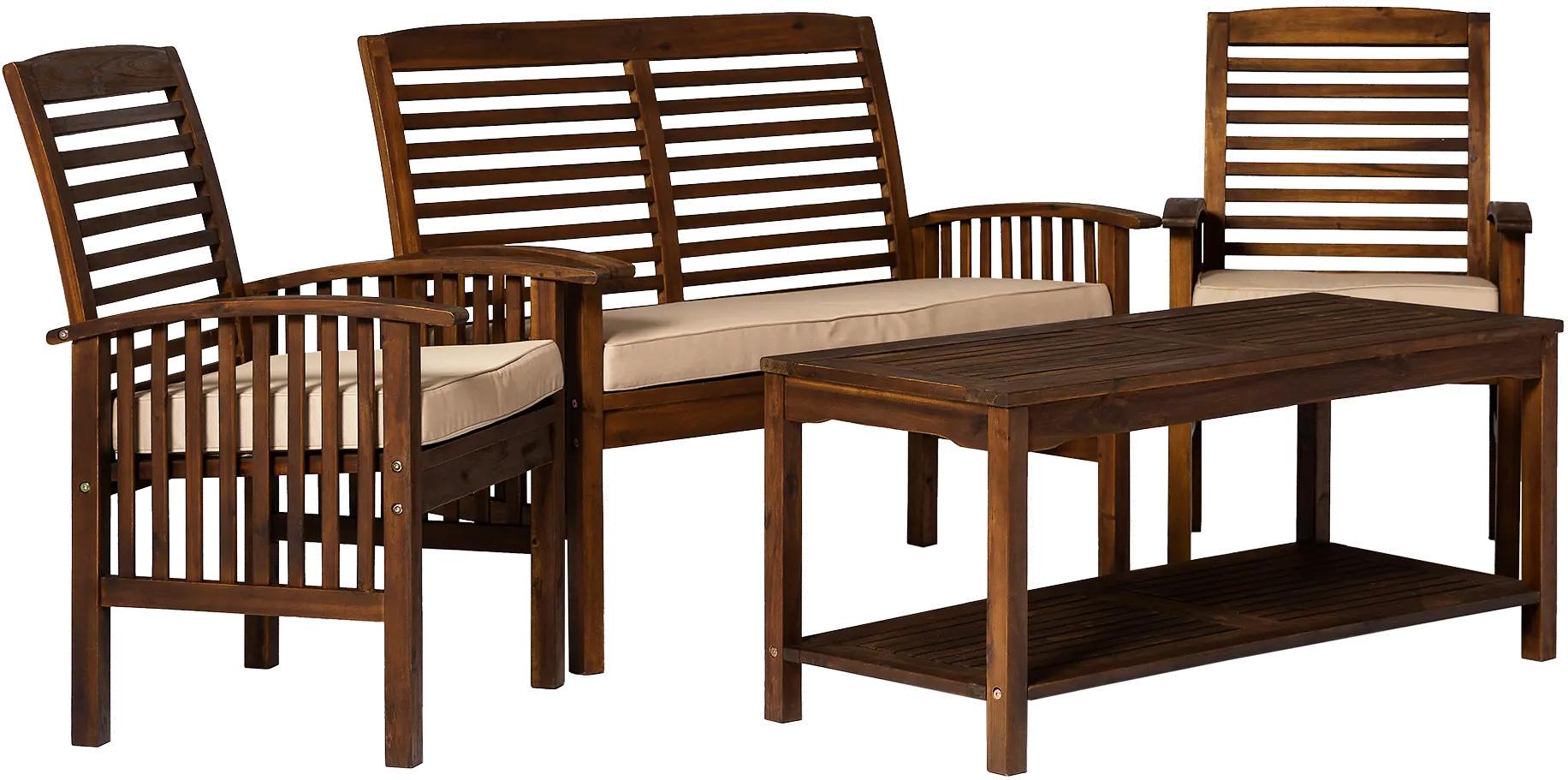 Dark Brown 4 Piece Patio Conversation Set - Walker Edison