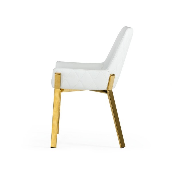 Modrest Ganon Modern White and Gold Dining Chair