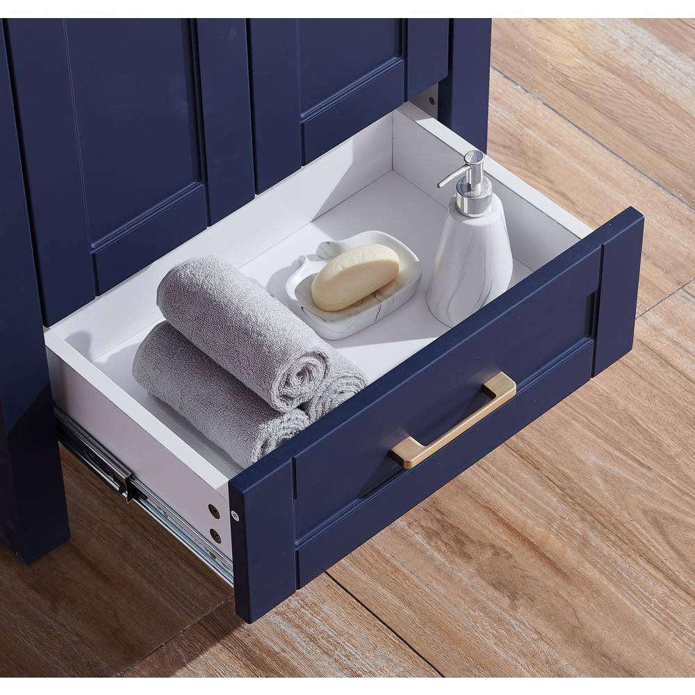 VC CUCINE 24 in. W x 17.7 in. D x 31.8 in. H Small Bathroom Vanity in Blue with White Ceramic Top US01SL-MZG61E-470-3