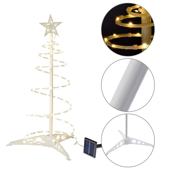 Yescom 2Ft LED Christmas Spiral Light with Star Finial Solar Panel New Year Decoration