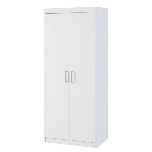 2-Door Storage Cabinet with Adjustable Shelf， Modern Simple Style Armoire Clothes Closet for Bedroom， Easy Assemble - - 37928475