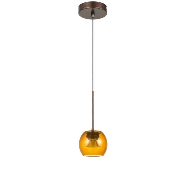 X 4 5 quot X 10 quot Led Dimmable Mini Pendant With Smoked Glass Rust Cal Lighting