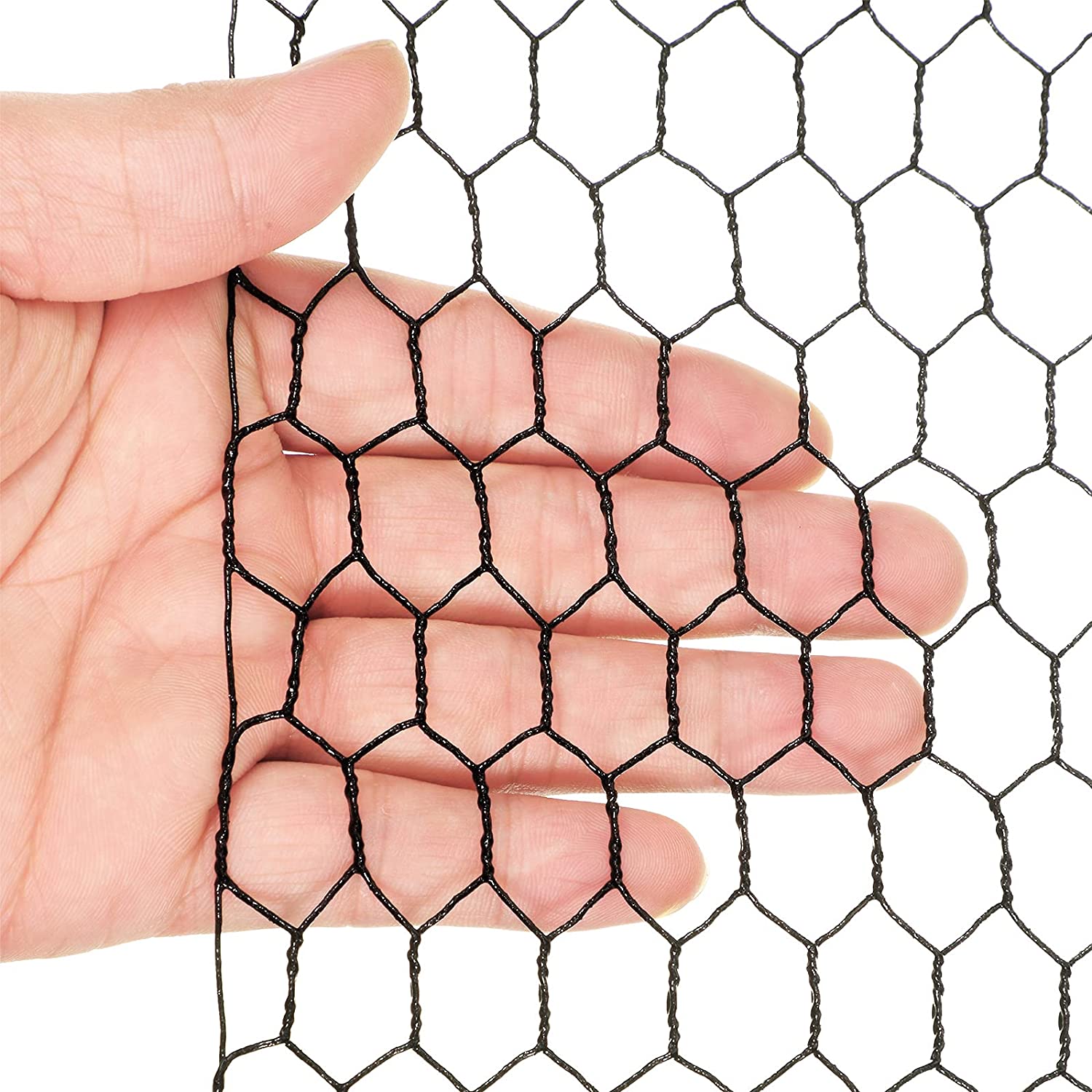 2 Sheets Chicken Wire Net for Craft Work, Galvanized Hexagonal Wire Mesh (Black,13.7 x 40 Inches)