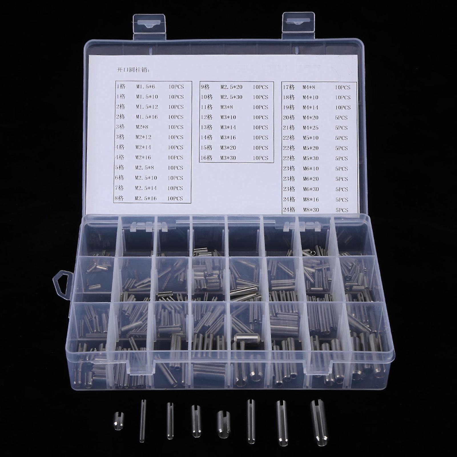 280pcs Stainless Steel Spring Tension Pins Set M1.5 M2 M2.5 M3 M4 M5 M6 M8 With Box