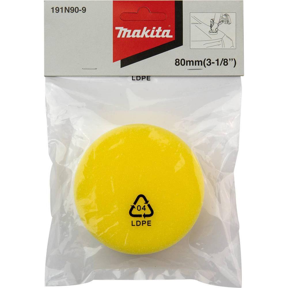 Makita 3 in. Hook and Loop Foam Polishing Pad Yellow 191N90-9