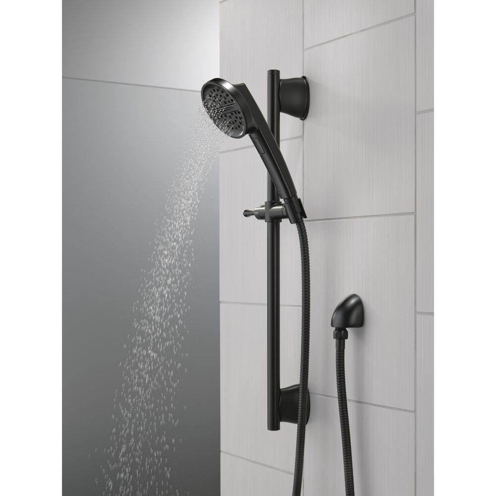 Delta 3-Spray Patterns 1.75 GPM 2.81 in. Wall Mount Handheld Shower Head with Slide Bar in Matte Black 51386-BL