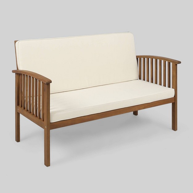 Casa Acacia Wood Loveseat Brown cream Christopher Knight Home