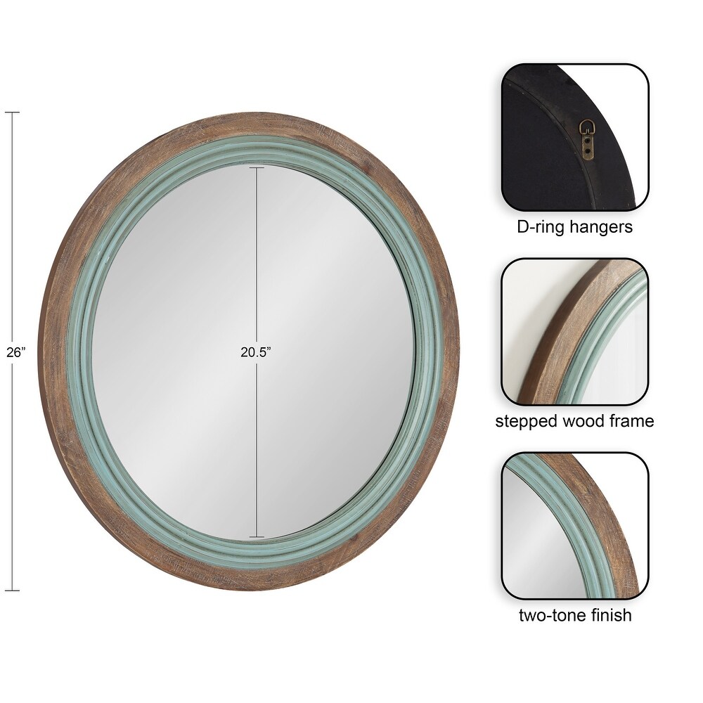 Kate and Laurel Palmer Wood Round Wall Mirror   26\