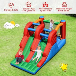 Costway Inflatable Bounce House 3-in-1 Dual Slides Jumping Castle Bouncer with 550-Watt Blower OP70800+ES10150US