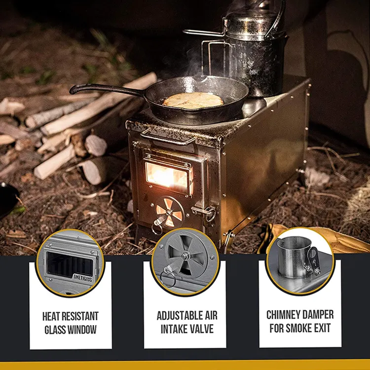 Portable Camping Wood Stove For Winter Folding Camping Stove Wood Hunting And Outdoor Cooking