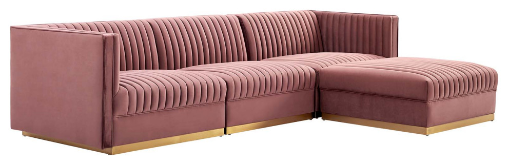 Sanguine Channel Velvet 4 Piece Modular Sectional Sofa   Contemporary   Sectional Sofas   by Modway  Houzz