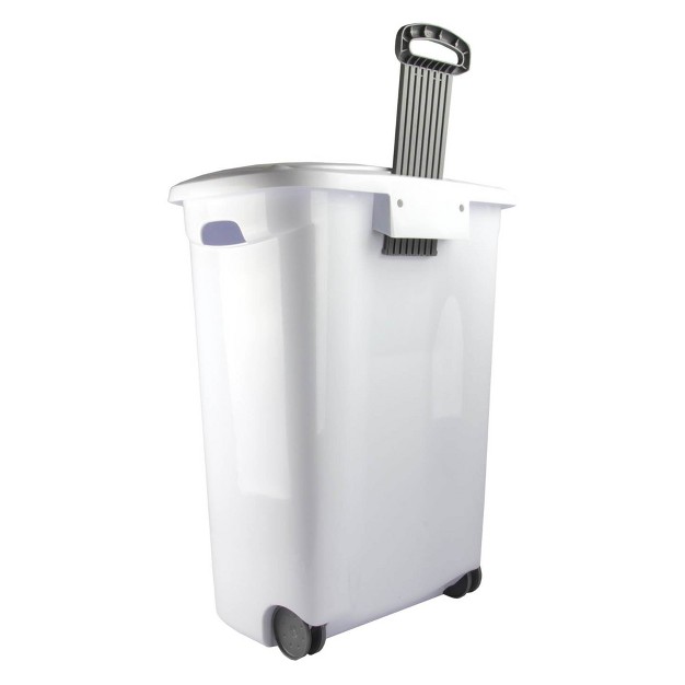 Sterilite Laundry Hamper Flip Top Lid Retractable Pull Handle Wheels