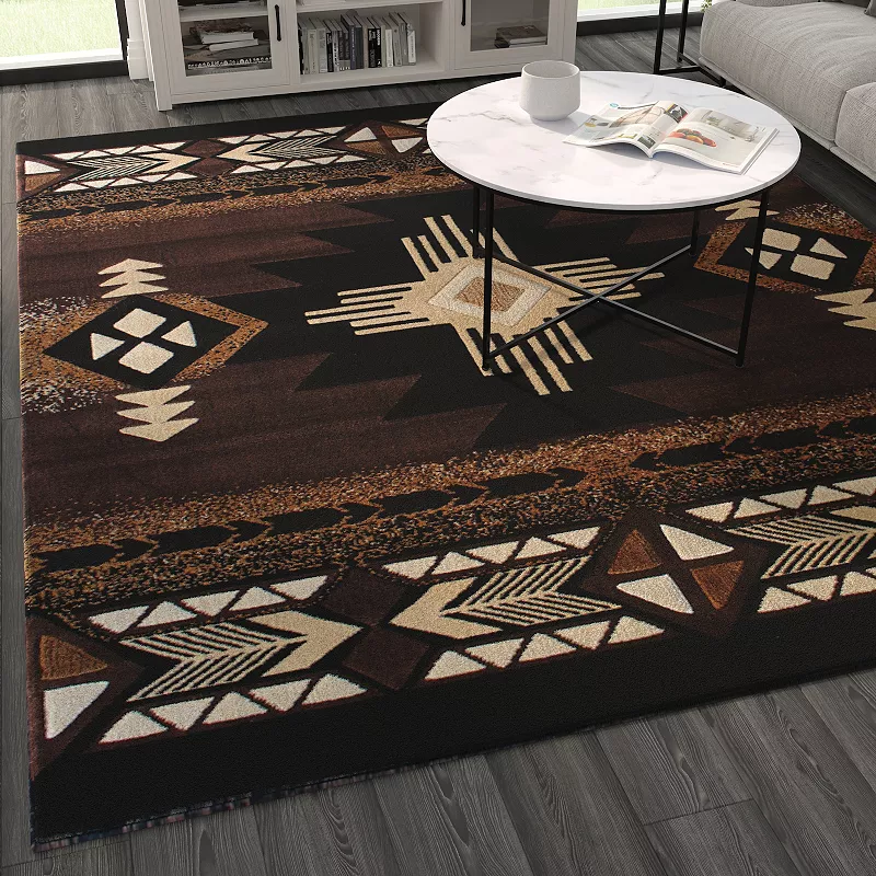 Masada Rugs Masada Rugs 8'x10' Southwest Native American Area Rug - Design C318 Chocolate