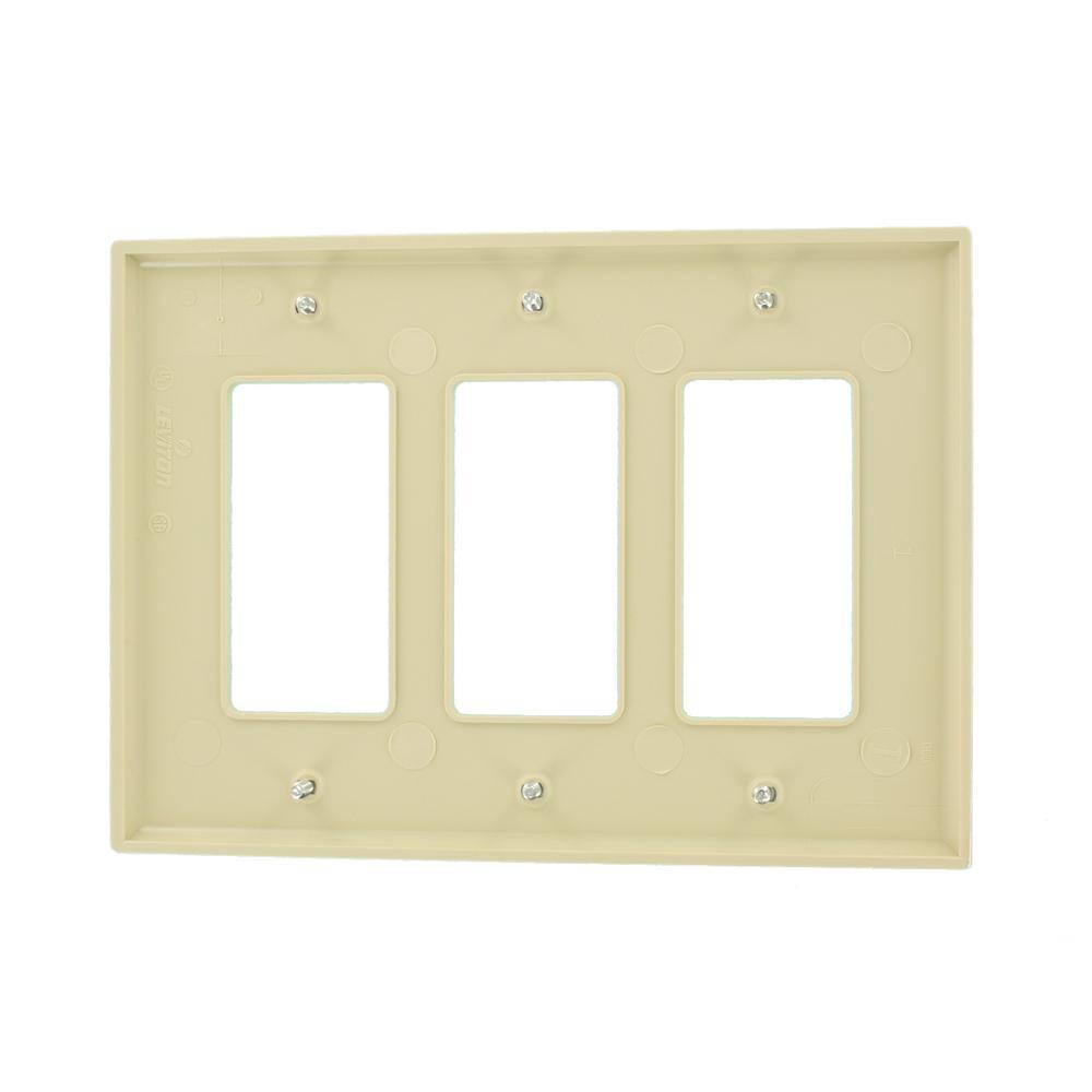 Leviton Decora 3-Gang Midway Nylon DecoratorRocker Wall Plate - Ivory R51-PJ263-00I