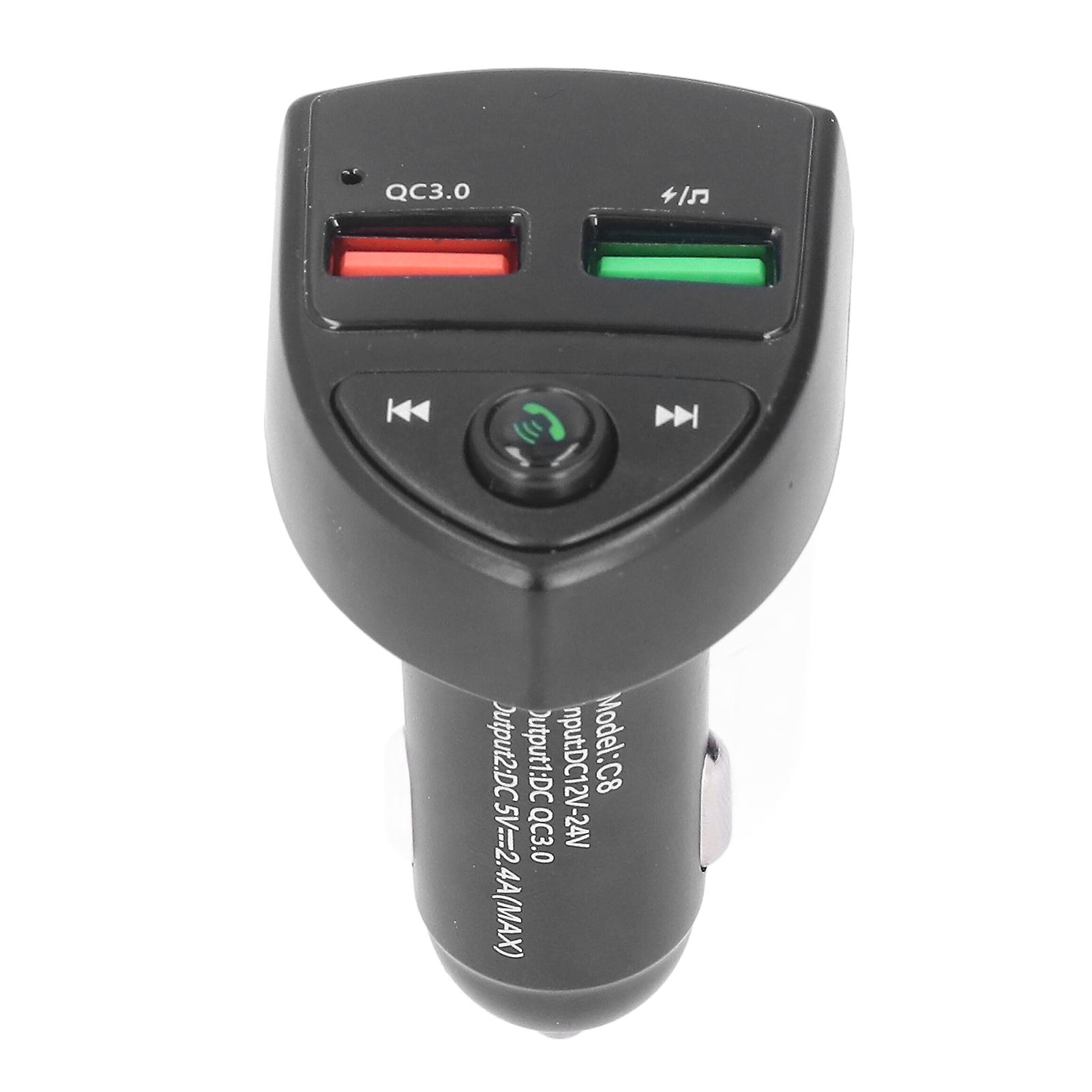 Bluetooth5.0 Car Adapter Dual Usb Port Wireless Fm Transmitter Fast Charging Hands Free Calling With Led Backlight