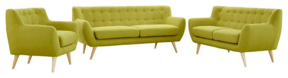 Marcy Wheat Grass 3 Piece Living Room Set   Midcentury   Living Room Furniture Sets   by Peachtree Fine Furniture  Houzz