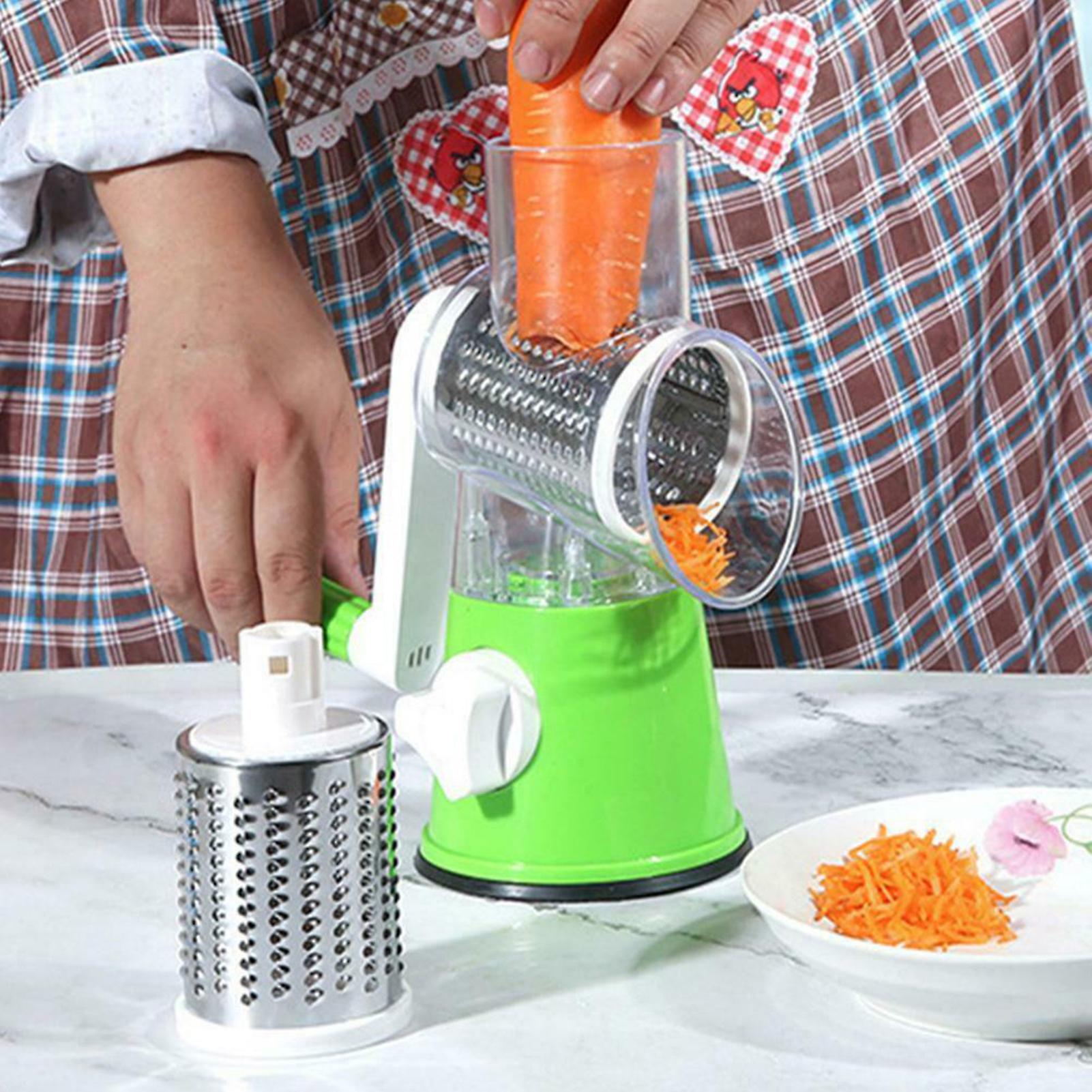 Blue Multi-function Drum Rotary Grater Manual Coleslaw Slicer Cheese Vegetable Cutter