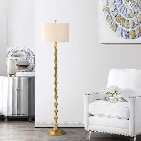 SAFAVIEH Lighting 64-inch Aurelia Antiqued Gold Floor Lamp - 15