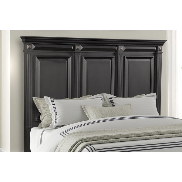 Roundhill Furniture Renova Vintage Black Wood Bedroom Set， Panel Bed， Dresser， Mirror， Two Nightstands - - 31525130