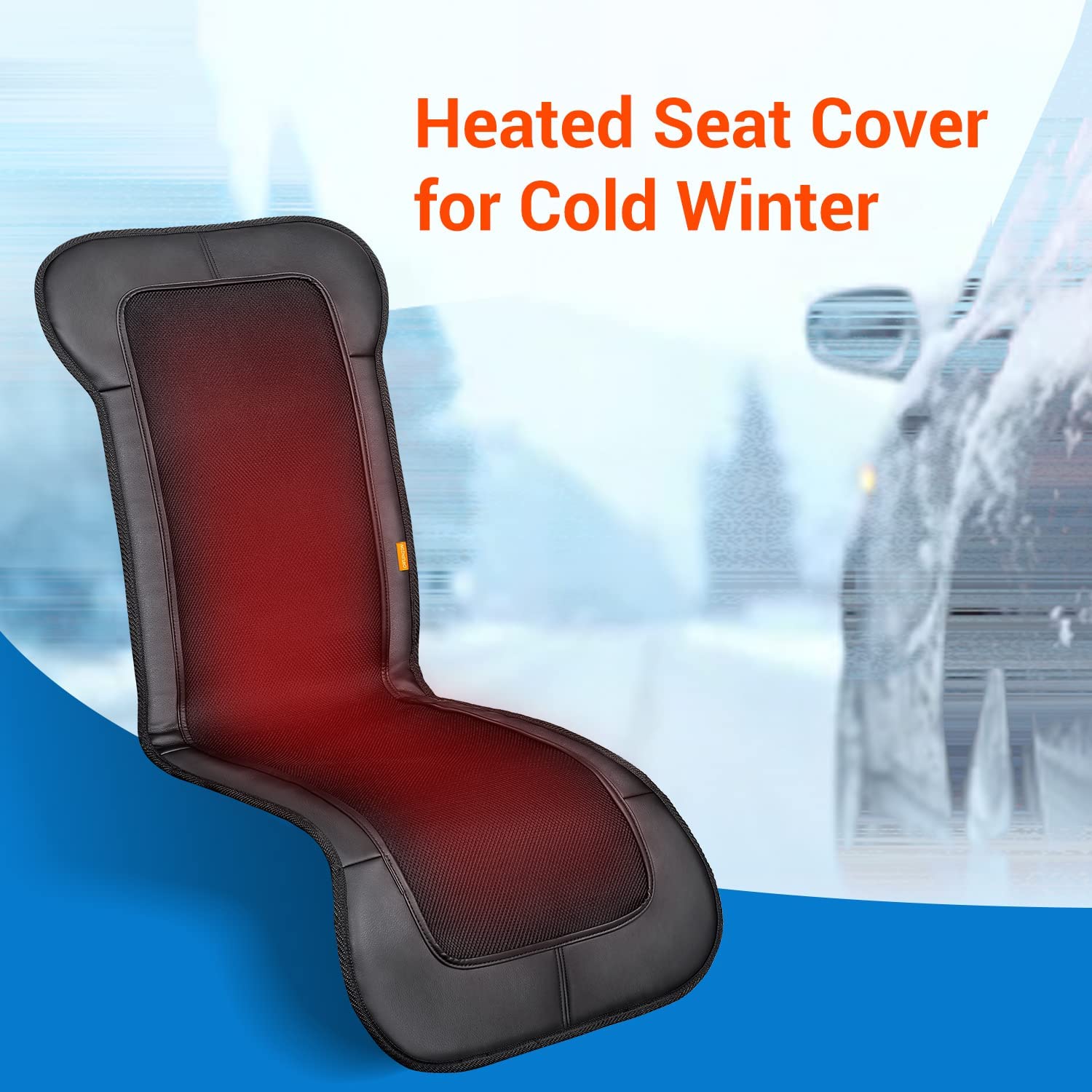 Heated Car Seat Cover with Fast-Heating Technology for Back，Waist，Thighs to Reduce Stress