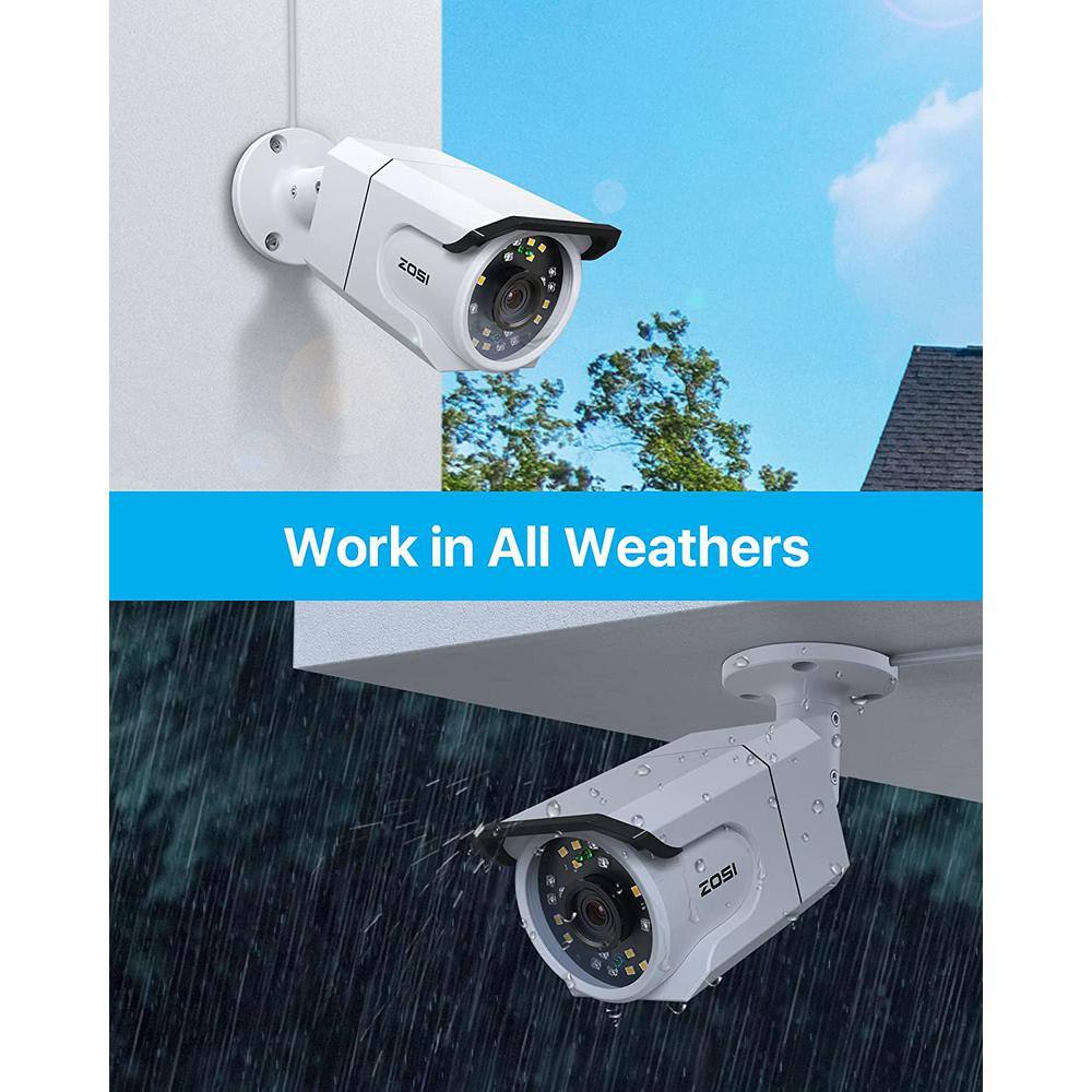 ZOSI ZG1058D ZG1058A 4K 8MP PoE Wired IP Outdoor Home Security Camera Only Work with Same Brand NVR 2IPC-1058D-W-C