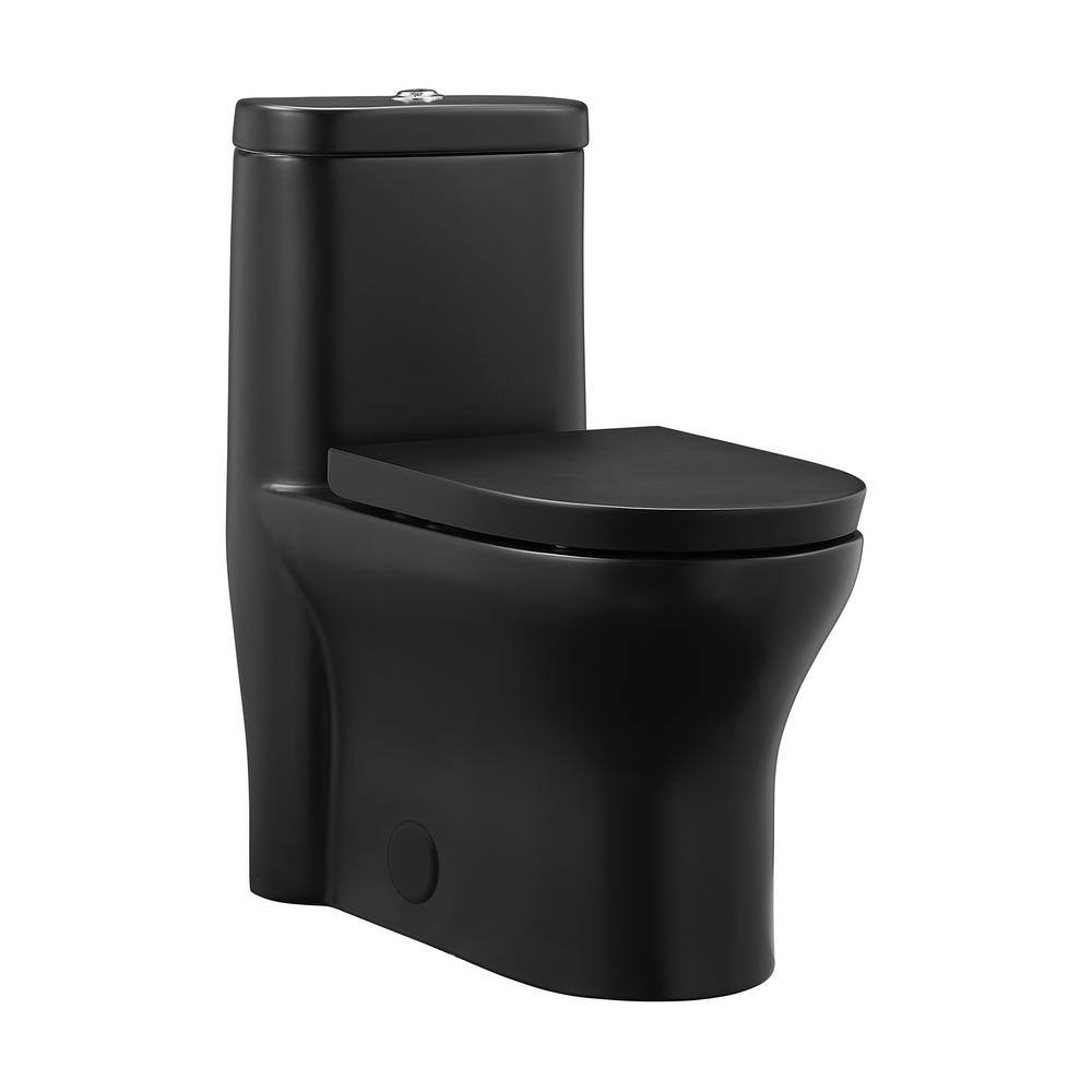 Swiss Madison Monaco 1-piece 1.11.6 GPF Dual Flush Elongated Toilet in Matte Black Seat Included SM-1T108MB