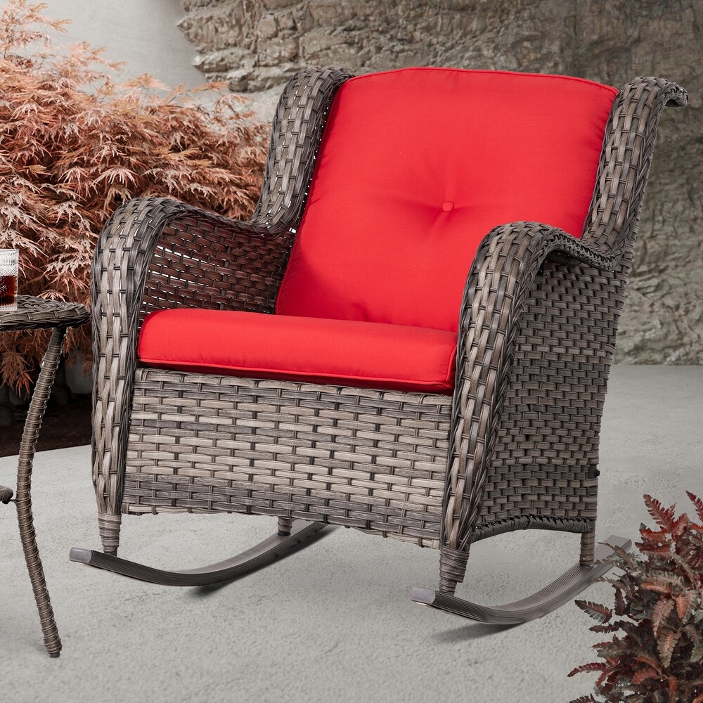 Cozywor Outdoor Wicker Rattan Swivel Rocking Chair