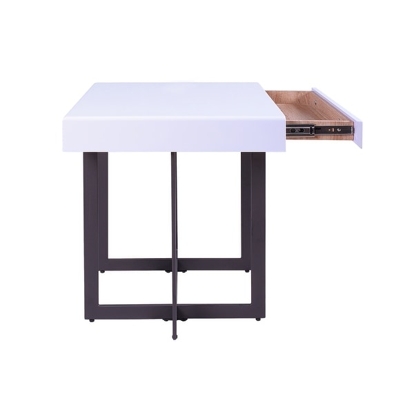 DH BASIC Modern White High Gloss Storage End Table by Denhour