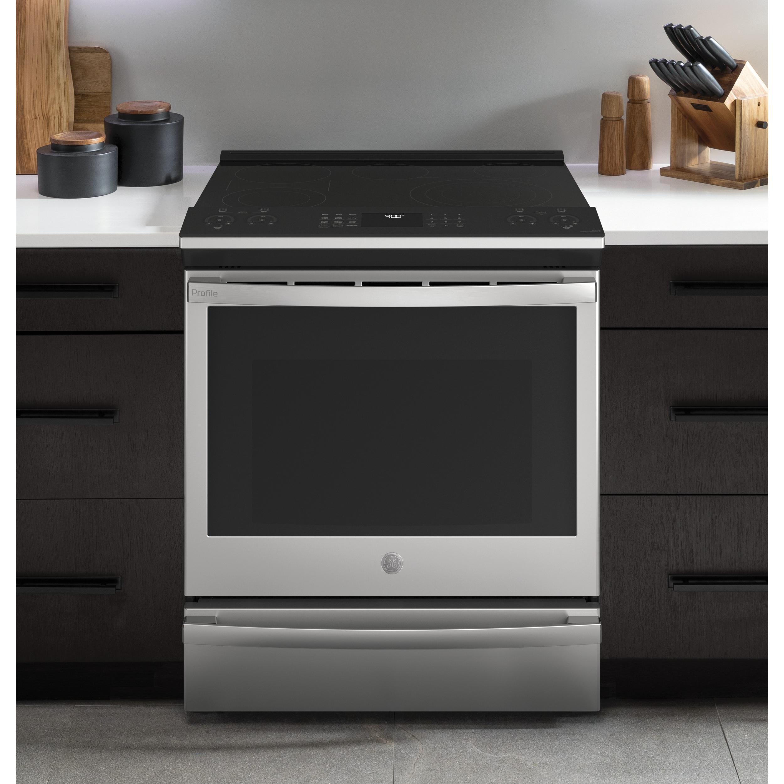 GE Profile 30-inch Slide-in Electric Range with Air Fry Technology PSS93YPFS