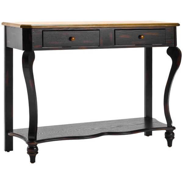 SAFAVIEH Katie Dark Brown Wood Console Table.