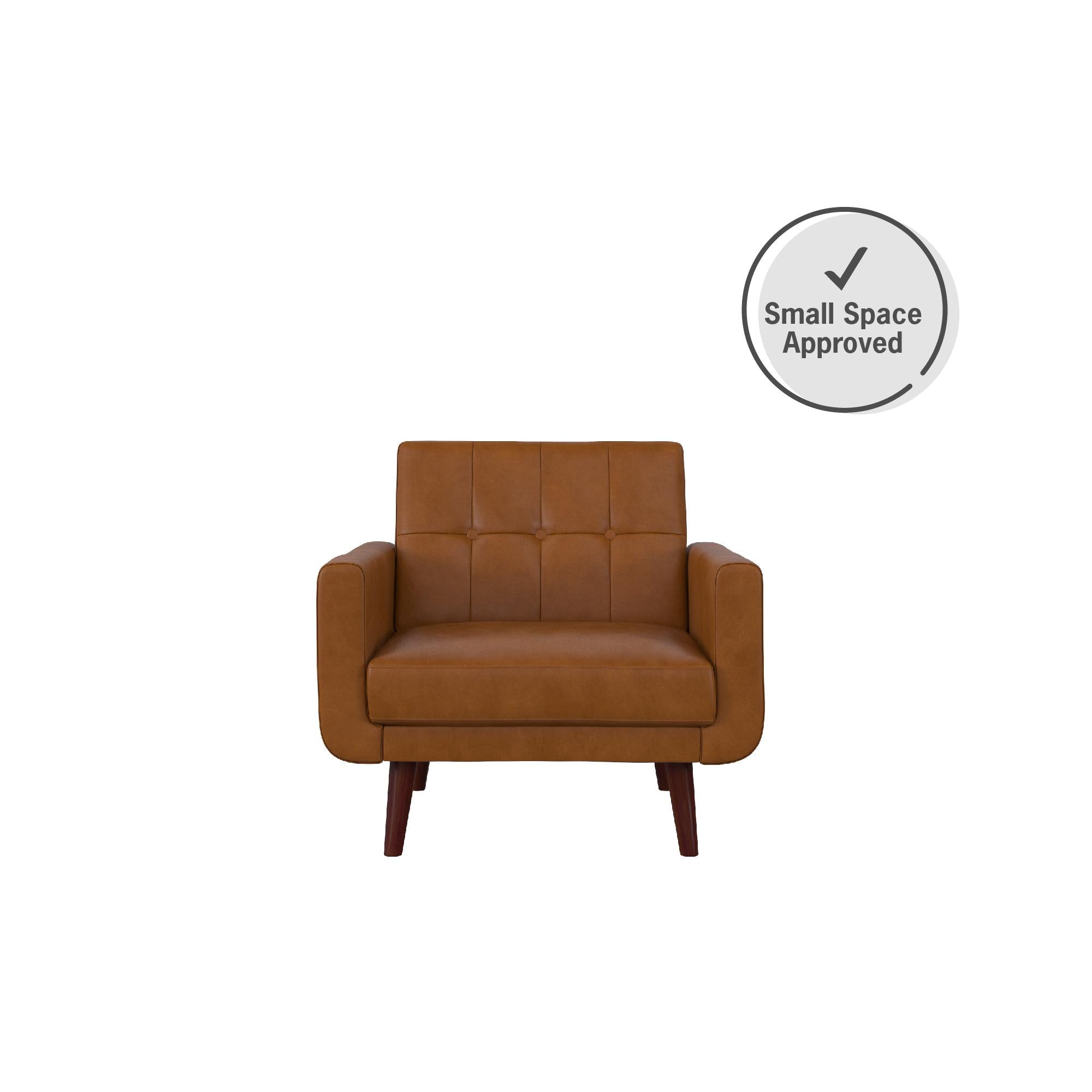 Better Homes & Gardens Nola Modern Chair with Arms, Camel Faux Leather