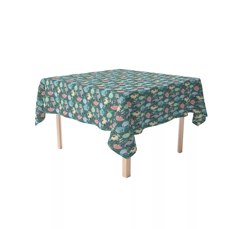 Square Tablecloth， 100% Polyester， 60x60， Abstract Fish