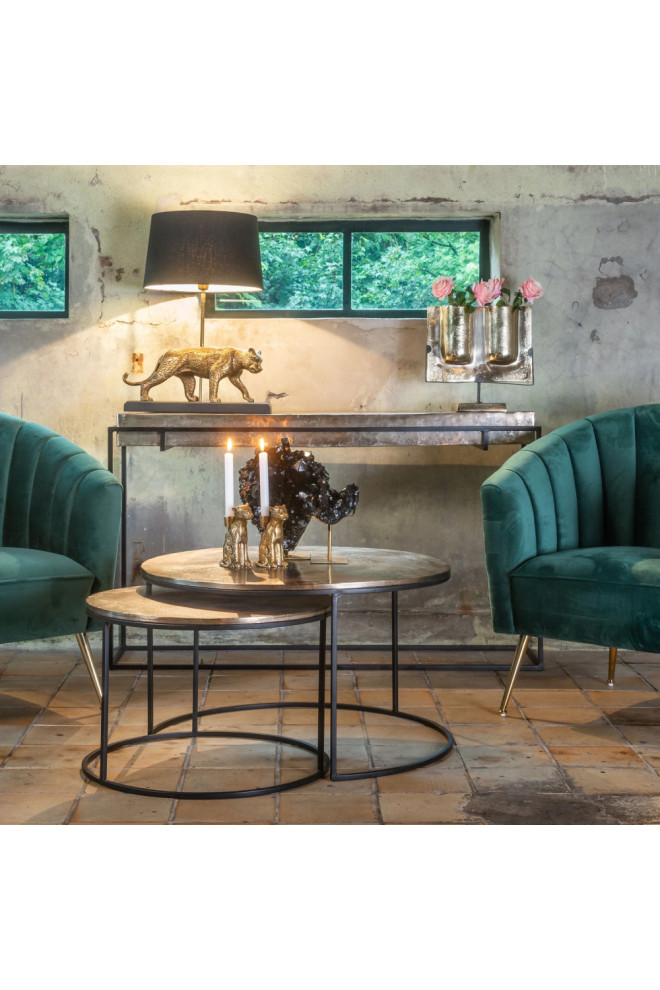 Champagne Gold Aluminum Console Table  OROA Calloway   Industrial   Console Tables   by Oroa   Distinctive Furniture  Houzz