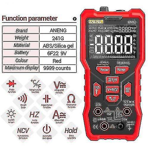 Aneng An82 9999 Counts Va Screen Automatic High Precision Digital Multimeter Trms Ncv Universal Mete