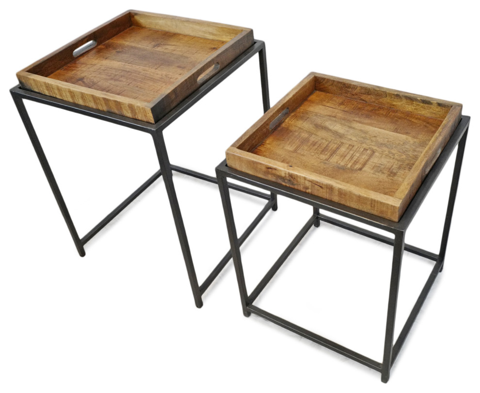 Salvaged Wood Tray Nesting Tables   Industrial   Coffee Table Sets   by Design Mix Furniture  Houzz