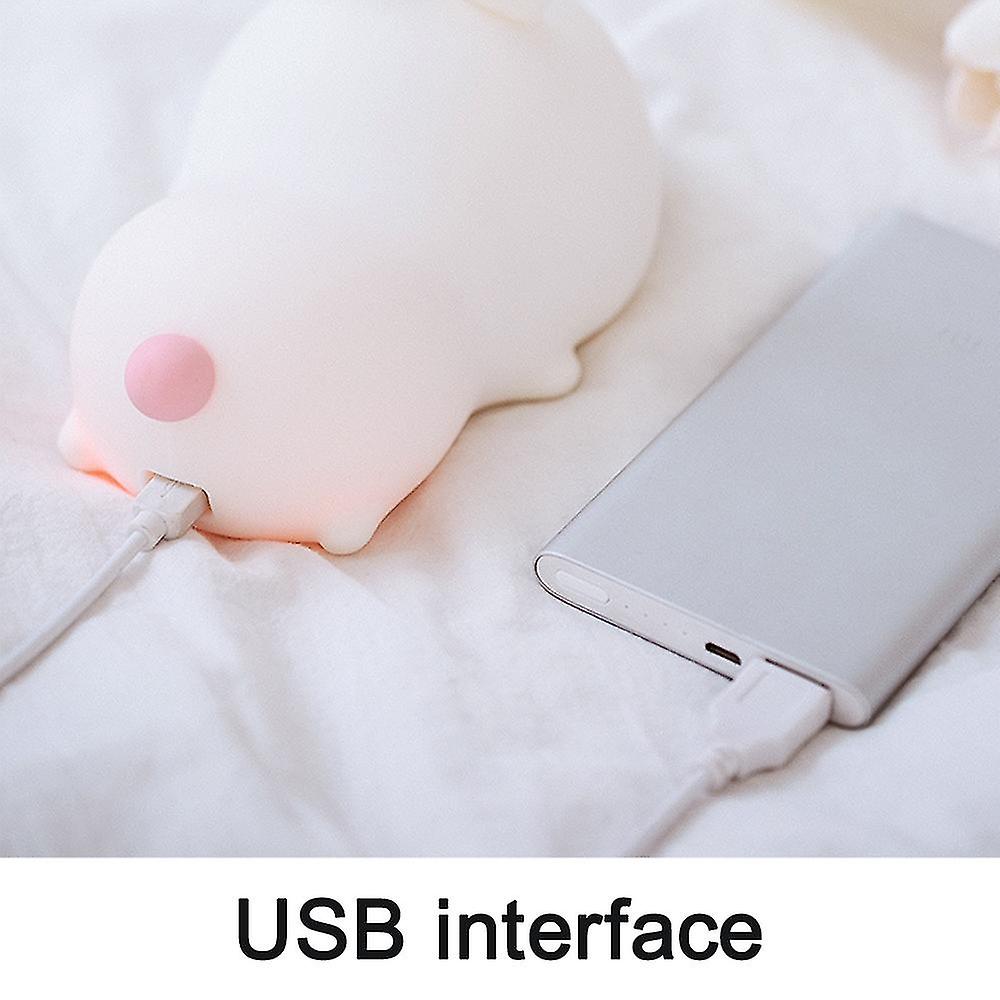 Cute Bunny Night Light For Kids Room， Kids Night Light For Bedroom Cute Bunny Lamp， Silicone Squishy Girls Night Light， Kids Baby Toddler Cute Night L