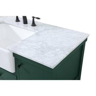 Timeless Home 22 in. W x 48 in. D x 34.125 in. H Bath Vanity in Green with Carrara White Marble Top TH120296GN