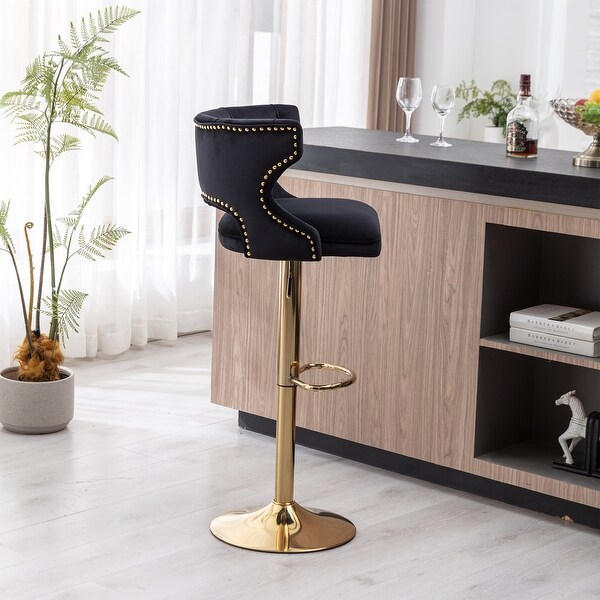 Bar Stools With Back and Footrest Counter Height Velvet 2PCS/SET