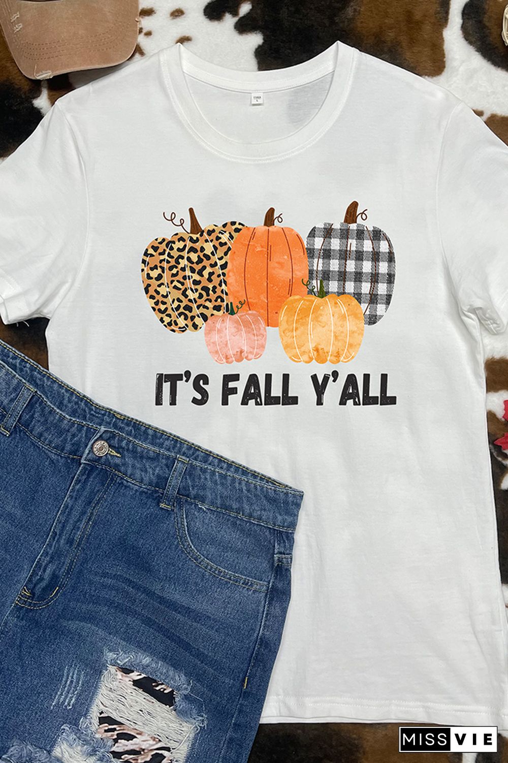 Fall Pumpkin Printed Graphic Tees for Women Wholesale Short Sleeve T shirts Top