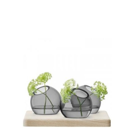 Axis vase trio & ash base 8cm grey