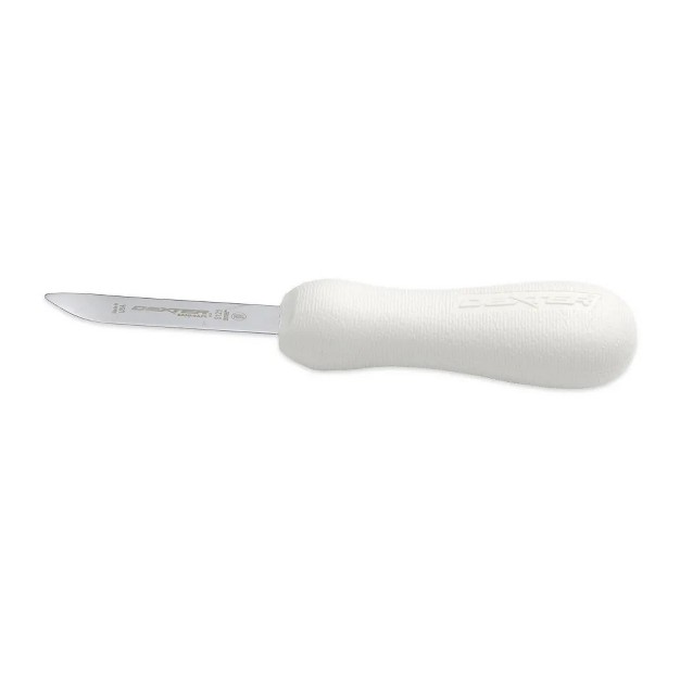 Oyster Knife Sani safe Carbon Steel Blade New Haven Pattern With Poly White Handle