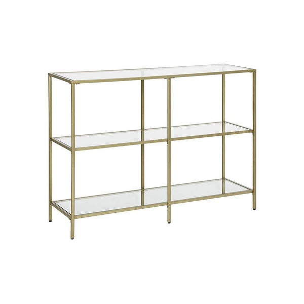 Console Table， Tempered Glass Sofa Table， 3-Tier Storage Rack， Modern Shelf， Sturdy， Easy to Assemble， for Living Room