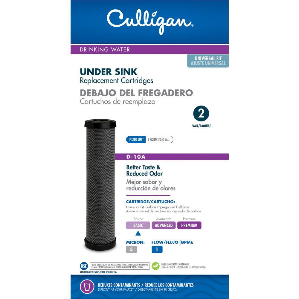 Culligan Carbon Impregnated Cellulose Replacement Cartridge Basic Water Filtration System D10-A