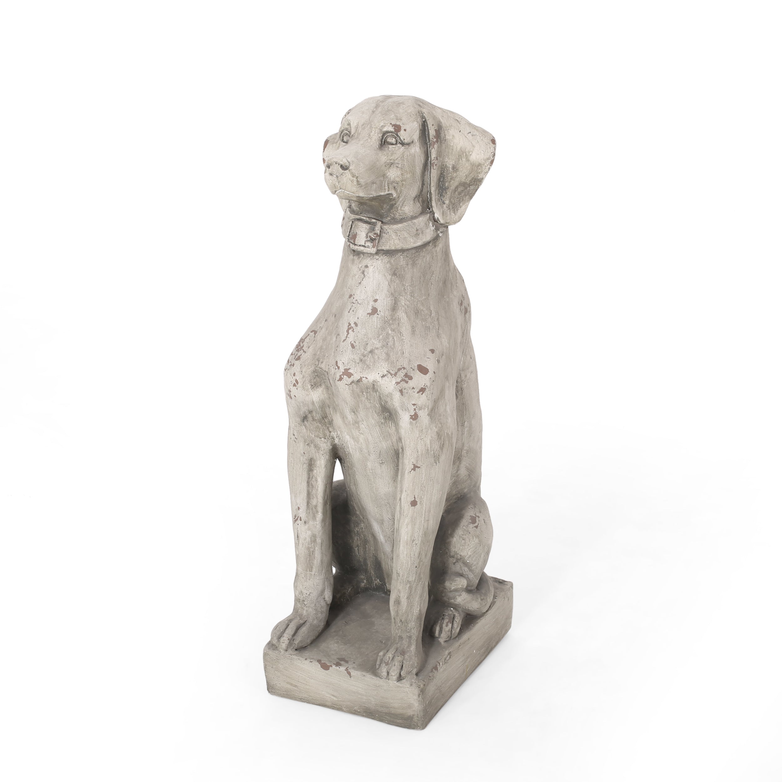 Ashtabula Outdoor Dog Garden Statue, Antique White