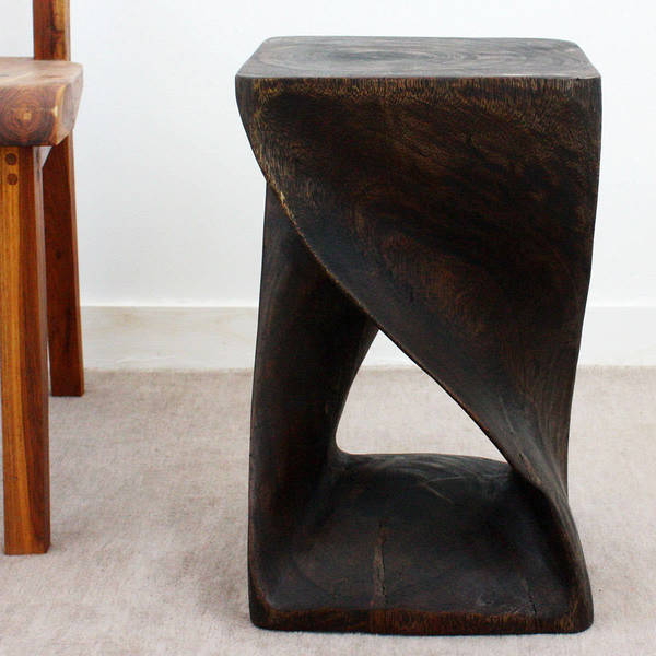 Haussmann? Original Wood Twist Stool 12 X 12 X 20 In High Mocha Oil - 12 x 12 x 20